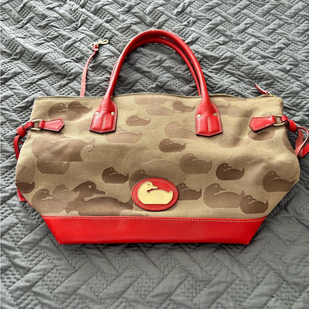Dooney & Bourke Red/orange and Tan Tote Bag